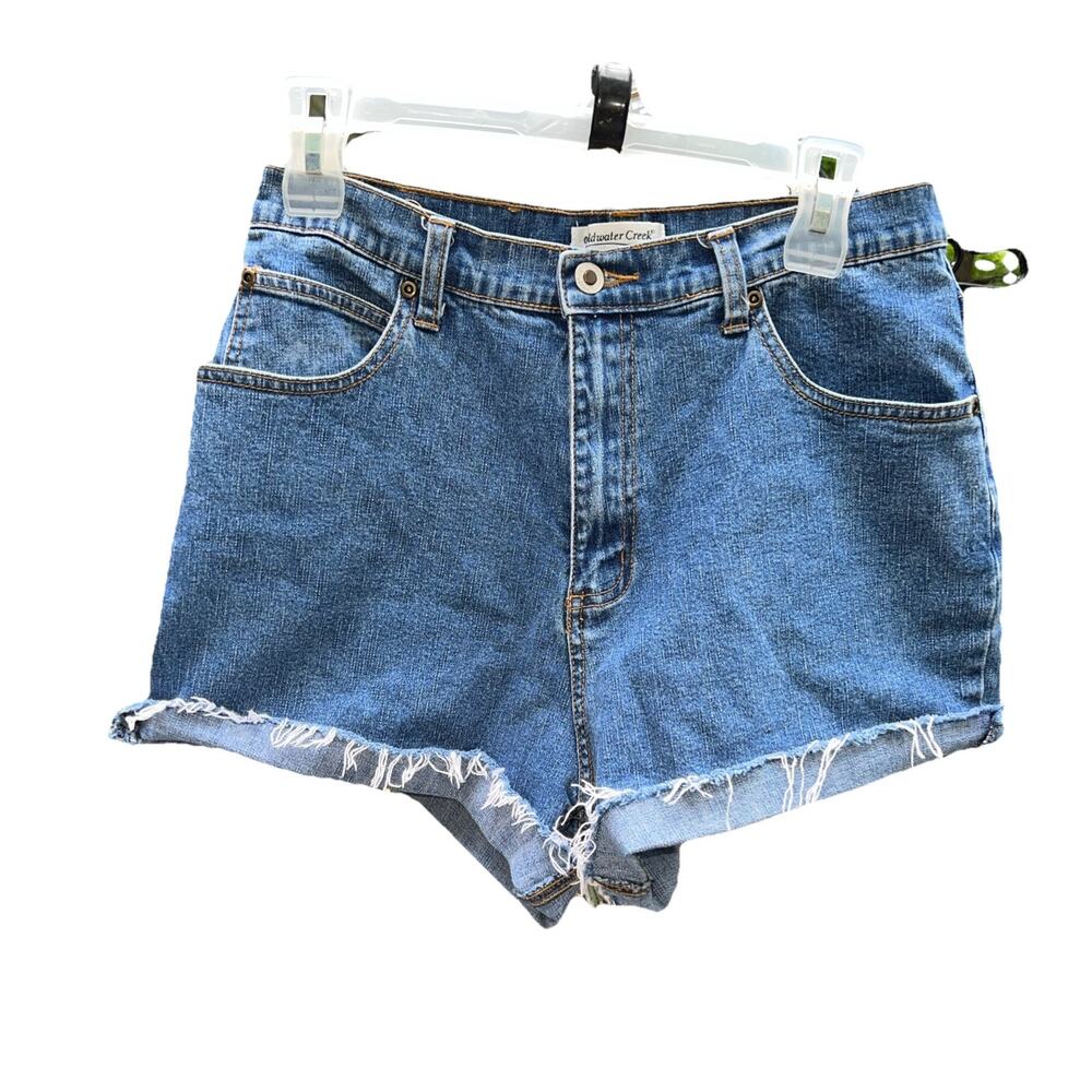Coldwater Creek High-Rise Cut Off Denim Shorts Raw Hem Blue Size 10